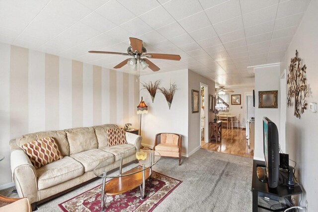 4842 S Wallace St, Chicago, IL 60609 - living area featuring ceiling fan and carpet