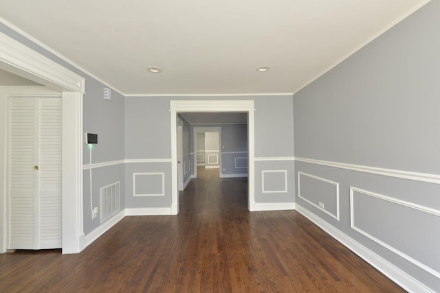 422 Sibley Blvd, Calumet City, IL 60409 - spare room with dark wood-style flooring, recessed lighting, and ornamental molding