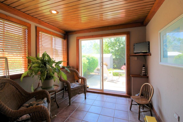 396 W 8th St, Manteno, IL 60950 - sitting room featuring plenty of natural light, tile patterned floors, and wooden ceiling