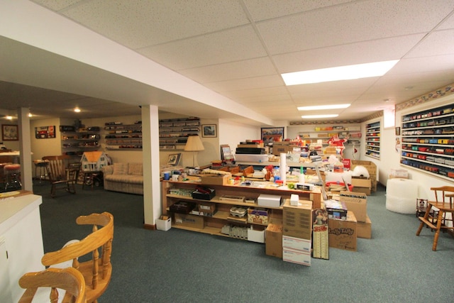 396 W 8th St, Manteno, IL 60950 - finished below grade area with carpet and a drop ceiling