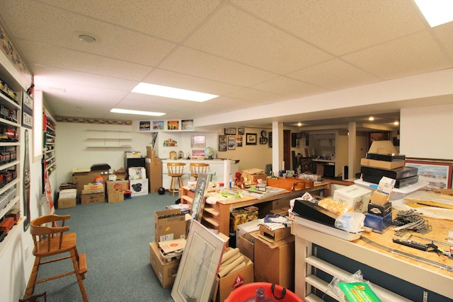396 W 8th St, Manteno, IL 60950 - miscellaneous room with a drop ceiling and carpet floors