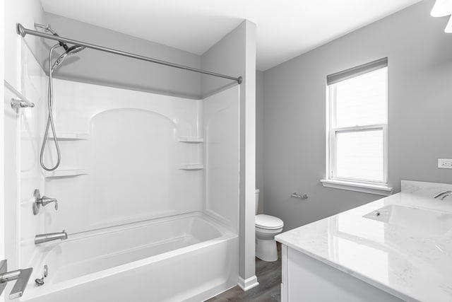 241 Stonington Dr, Bloomingdale, IL 60108 - bathroom with vanity, bathing tub / shower combination, wood finished floors, and plenty of natural light