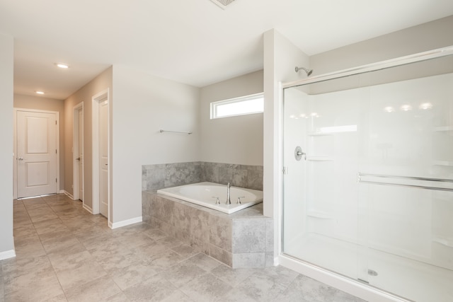 241 Stonington Dr, Bloomingdale, IL 60108 - full bathroom featuring a garden tub, a stall shower, and recessed lighting