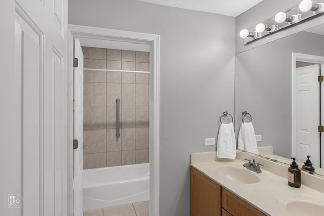 100 Homestead Dr, Wood Dale, IL 60191 - bathroom with double vanity, tile patterned flooring, and bathing tub / shower combination