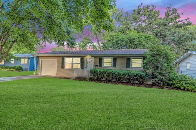 301 Virginia Dr, South Elgin, IL 60177 - ranch-style house with a garage, concrete driveway, and a front lawn