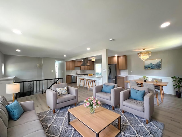 1813 218th Pl, Sauk Village, IL 60411 - living area featuring light wood-style flooring and recessed lighting