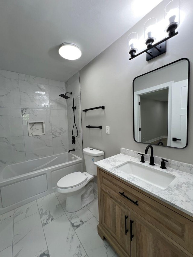 1813 218th Pl, Sauk Village, IL 60411 - full bath featuring vanity, bathtub / shower combination, and marble finish floors