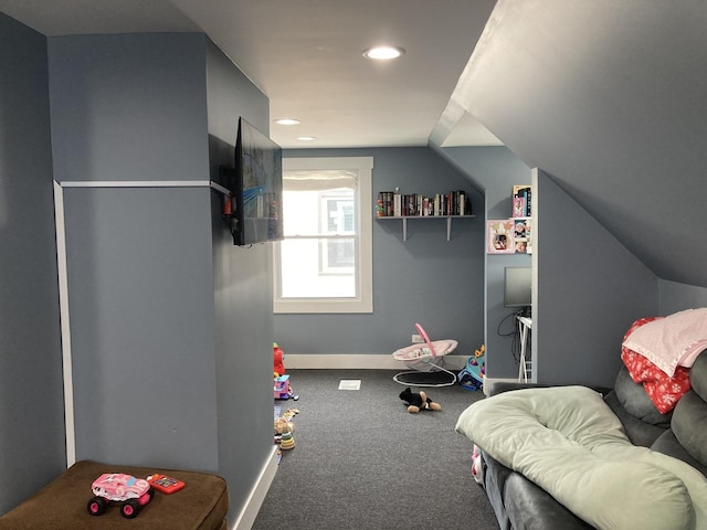7814 S Trumbull Ave, Chicago, IL 60652 - playroom with carpet floors, recessed lighting, and vaulted ceiling