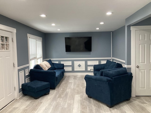 7814 S Trumbull Ave, Chicago, IL 60652 - living area with light wood-style flooring, recessed lighting, and wainscoting