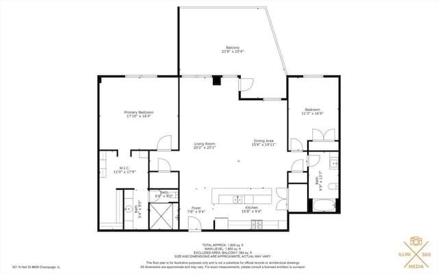 301 N Neil St Unit 609, Champaign, IL 61820 - view of floor plan / room layout