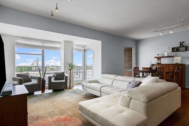 301 N Neil St Unit 609, Champaign, IL 61820 - living area with rail lighting and wood finished floors