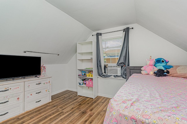 7900 S 86th Ct, Justice, IL 60458 - bedroom with light wood-type flooring, vaulted ceiling, and cooling unit