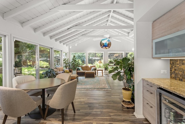 4049 Michelline Ln, Northbrook, IL 60062 - sunroom / solarium with wine cooler, a deck, wood finished floors, and plenty of natural light