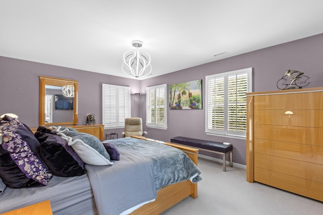 4049 Michelline Ln, Northbrook, IL 60062 - bedroom featuring a chandelier and carpet floors
