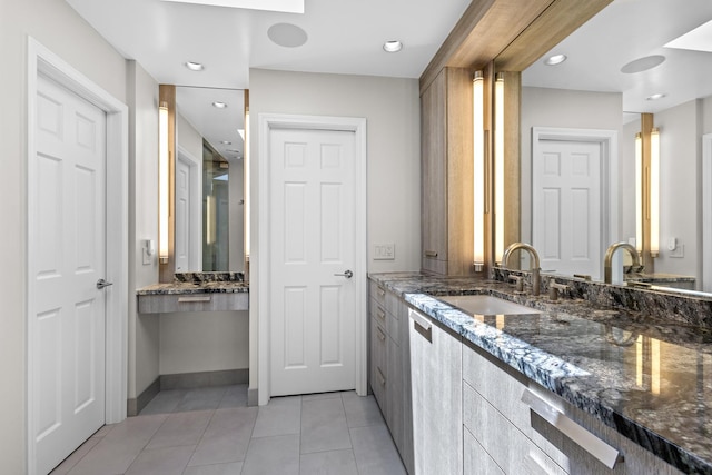 4049 Michelline Ln, Northbrook, IL 60062 - bathroom featuring tile patterned floors, vanity, and recessed lighting