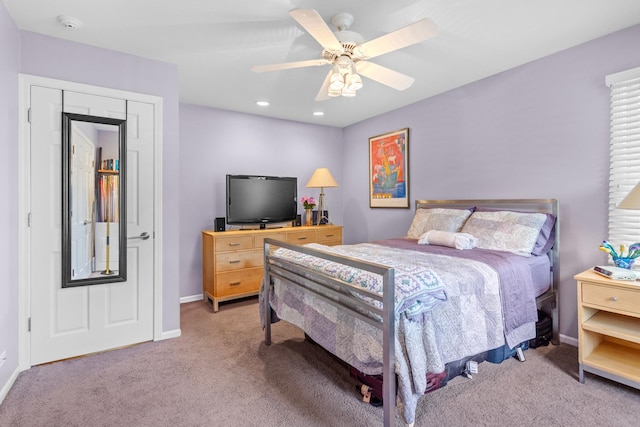 4049 Michelline Ln, Northbrook, IL 60062 - bedroom with light colored carpet, a ceiling fan, and recessed lighting