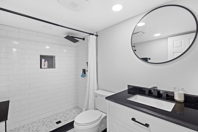 18049 Brittany Ln, Lansing, IL 60438 - full bath featuring vanity, tiled shower, and recessed lighting