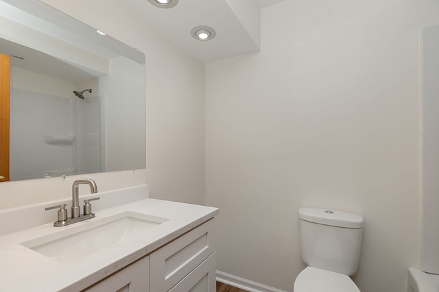 1479 Exeter Ct, Hoffman Estates, IL 60010 - bathroom with vanity, a shower, and wood finished floors
