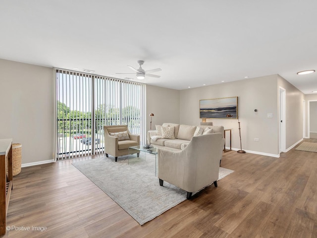 123 Acacia Cir Unit 414, Indian Head Park, IL 60525 - living area featuring a ceiling fan, wood finished floors, and recessed lighting