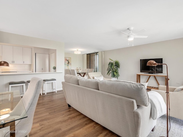 123 Acacia Cir Unit 414, Indian Head Park, IL 60525 - living area featuring wood finished floors and ceiling fan