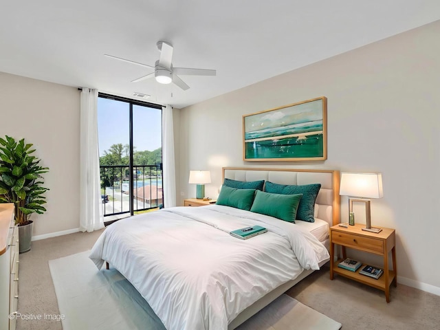123 Acacia Cir Unit 414, Indian Head Park, IL 60525 - bedroom featuring carpet floors, access to exterior, and a ceiling fan