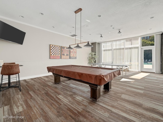 123 Acacia Cir Unit 414, Indian Head Park, IL 60525 - game room featuring billiards, wood finished floors, a wainscoted wall, and ornamental molding