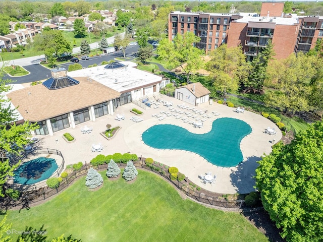 123 Acacia Cir Unit 414, Indian Head Park, IL 60525 - bird's eye view of a pool and apartment complex