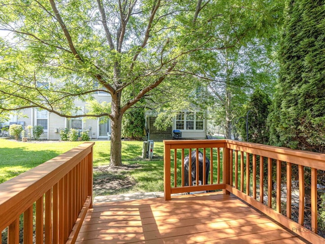696 S Jade Ln, Round Lake, IL 60073 - wooden terrace with a yard