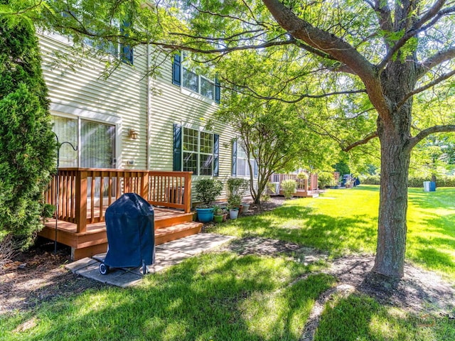 696 S Jade Ln, Round Lake, IL 60073 - view of green lawn featuring a deck