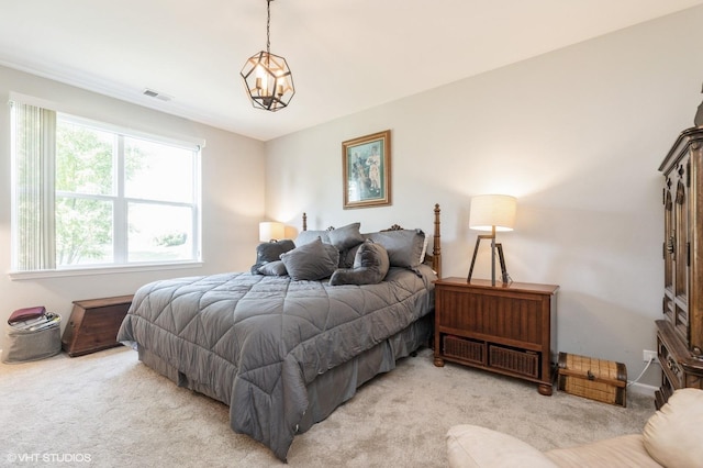 1029 Carolina Ct, Pingree Grove, IL 60140 - bedroom featuring light colored carpet and a chandelier