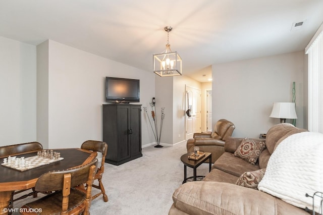 1029 Carolina Ct, Pingree Grove, IL 60140 - living area with light colored carpet and a chandelier
