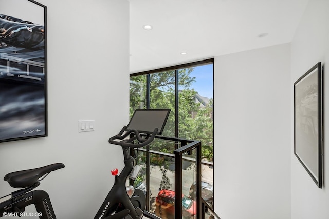 1547 N Wood St Unit 2, Chicago, IL 60622 - workout room featuring a wall of windows and recessed lighting