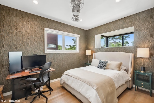 1547 N Wood St Unit 2, Chicago, IL 60622 - bedroom with wood finished floors, a desk, and recessed lighting