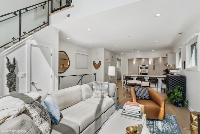 1547 N Wood St Unit 2, Chicago, IL 60622 - living room featuring wood finished floors and recessed lighting