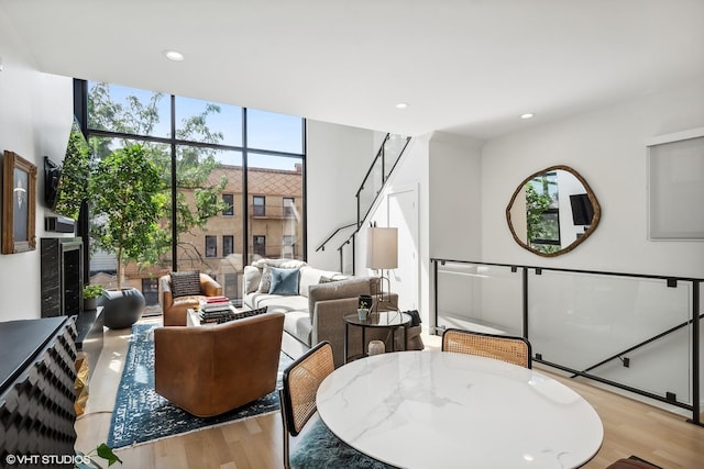 1547 N Wood St Unit 2, Chicago, IL 60622 - living area featuring light wood-style flooring, recessed lighting, and floor to ceiling windows