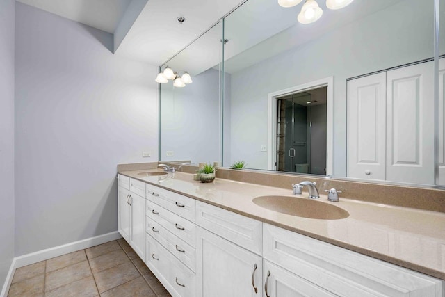 1250 S Michigan Ave Unit 2802, Chicago, IL 60605 - bathroom with double vanity and tile patterned floors