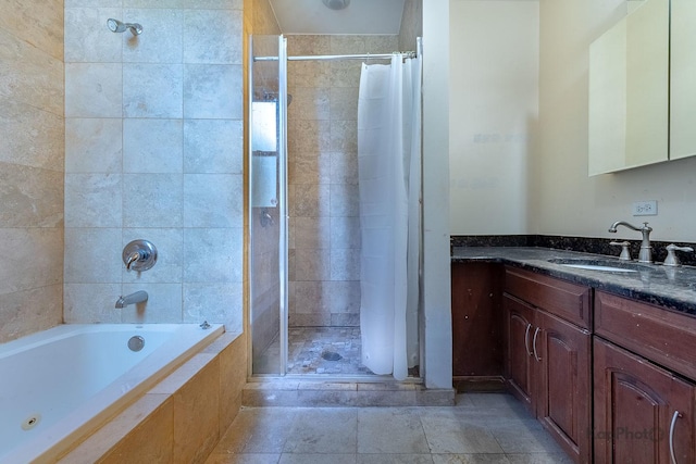 4137 S Prairie Ave Unit 3, Chicago, IL 60653 - bathroom featuring a stall shower, vanity, and tiled bath