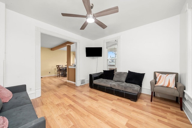 422 Locust St, Elgin, IL 60123 - living area with light wood finished floors and a ceiling fan