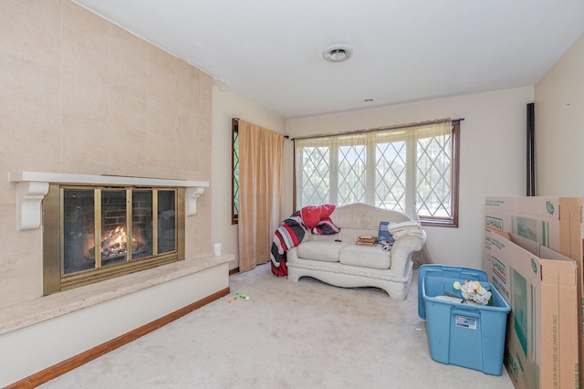 1717 Oak Lane Rd, Flossmoor, IL 60422 - living room featuring carpet floors and a high end fireplace
