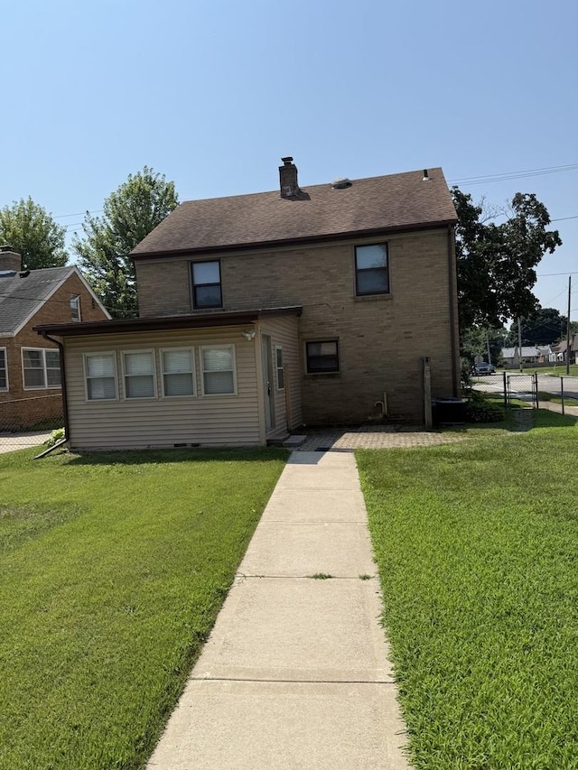 602 River Ln, Loves Park, IL 61111 - view of front of property with a chimney, a shingled roof, and brick siding