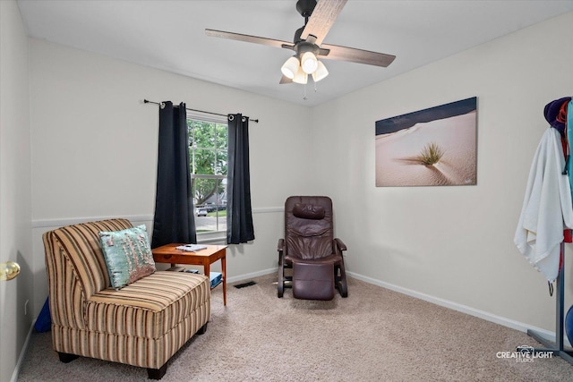 25 Cedar Ct, South Elgin, IL 60177 - living area featuring carpet flooring and ceiling fan