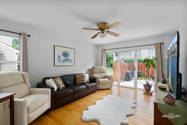 25 Cedar Ct, South Elgin, IL 60177 - living room featuring ceiling fan and light wood-type flooring