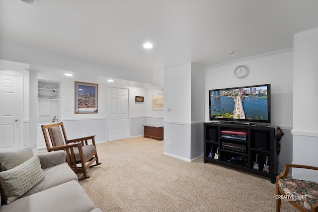 25 Cedar Ct, South Elgin, IL 60177 - living area with carpet flooring, crown molding, and recessed lighting