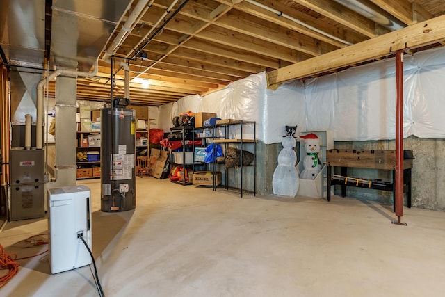 650 Anacostia Dr, Roscoe, IL 61073 - unfinished basement featuring gas water heater, separate washer and dryer, and heating unit