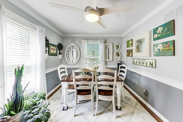 346 Colonial Cir, Geneva, IL 60134 - dining room with ceiling fan and crown molding