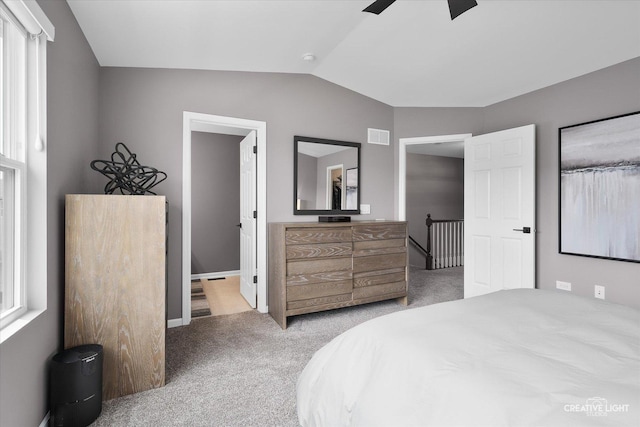 875 Finley Dr, Aurora, IL 60504 - carpeted bedroom with lofted ceiling and ceiling fan