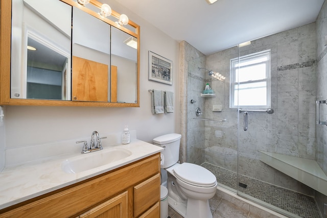 114 Kansas St, Geneva, IL 60134 - bathroom with a stall shower, vanity, and tile patterned floors