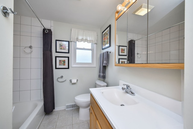 114 Kansas St, Geneva, IL 60134 - full bath with vanity, tile patterned flooring, and shower / bathtub combination with curtain