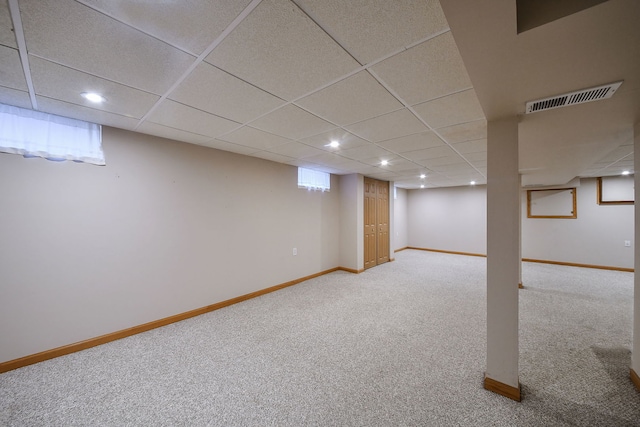 114 Kansas St, Geneva, IL 60134 - basement with carpet, recessed lighting, and a drop ceiling