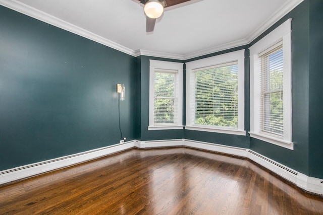 3029 N Haussen Ct, Chicago, IL 60618 - unfurnished room with healthy amount of natural light, crown molding, ceiling fan, and wood finished floors